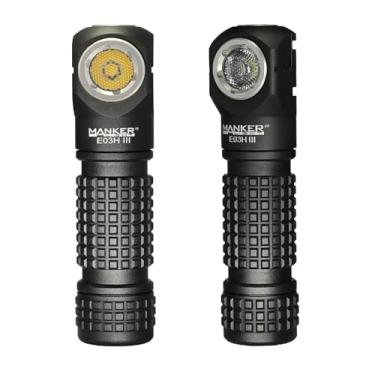 Imagem de Lanterna de cabeça recarregável Manker E03H III - Mini lanterna de bolso CRI de 800 lúmens com clipe - Lanterna de ângulo reto AA de 90 graus EDC com faixa de cabeça e cauda magnética (preto)