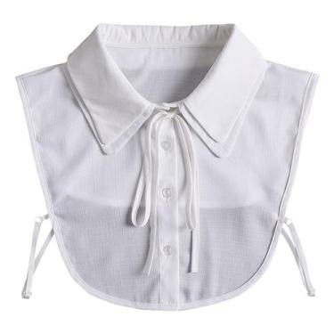 Imagem de Gola falsa feminina de renda branca com gravata borboleta removível - 