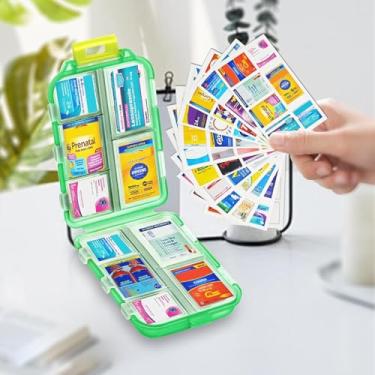 Imagem de Organizador de comprimidos de 10 compartimentos com etiquetas – Caixa portátil de comprimidos de viagem para vitaminas e medicamentos | dobrável, à prova d'água, sem BPA | manhã/tarde/noite