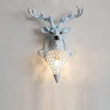 Imagem de Luminária de parede LED estilo veado, contemporânea, para sala de estar, quarto, escritório, casa de campo, hotel, quarto infantil, corredor, decoração artística (Estilo 33)