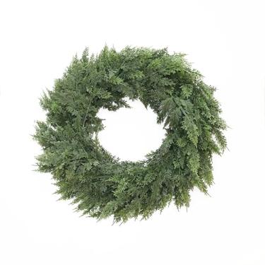 Imagem de Guirlanda de Natal de 76 cm para porta da frente, grande guirlanda de cedro de toque real, guirlanda verde artificial para parede, janelas, decoração de Natal em ambientes internos e externos