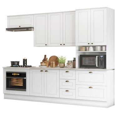 Imagem de Cozinha Completa Americana 5 Peças Com Balcão Forno De Embutir Branco - Móveis Henn Branco