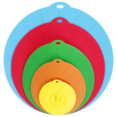 Imagem de ZFLYCANP Tampas elásticas de silicone, 5 conjuntos de capas de tigela de silicone, vários tamanhos, tampas de sucção de silicone para tigelas, prato, panelas, forno, geladeira e freezer, reutilizáveis