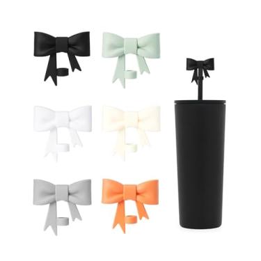 Imagem de Capas clássicas de canudo de laço de 8 mm compatíveis com copos Stanley, protetores de tampas reutilizáveis de silicone fofos para canudos reutilizáveis, acessórios de canudo, 6 peças