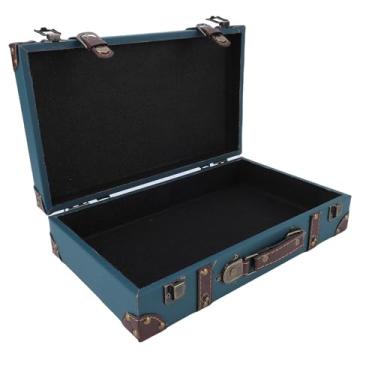 Imagem de Asixxsix Mala Vintage, baú Decorativo Antigo Feito Com Ferragens de Latão e Acabamento Em Couro Costurado, Mala de Bagagem Com Alça Lateral para Decoração e Armazenamento de Prateleiras