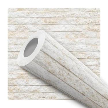 Imagem de Papel De Parede Adesivo Lavável Sala Tijolinhos Pedra Filetes 12m - De