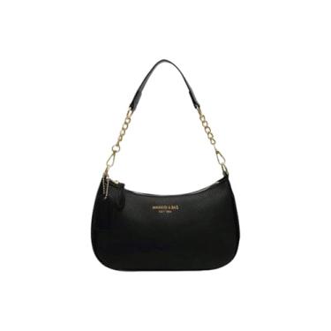 Imagem de SHENHE Bolsa de ombro feminina de couro PU pequena Hobo clutch bolsa transversal com corrente dourada, Preto, one_size