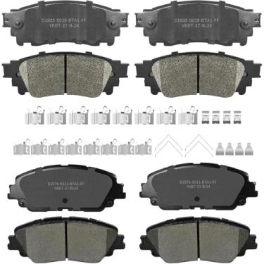 Imagem de Kit de pastilhas de freio a disco dianteiras traseiras de cerâmica com ferragens adequadas para Toyota Camry 2018-2023 2019-2022 Toyota Avalon RAV4 2021-2023 Toyota Venza 2021 2022 Lexus ES250 2019