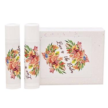 Imagem de Embalagens de casamento de outono para tubos de protetor labial, etiquetas de lembrancinhas de festa de chá de panela, adesivos Love is Balm