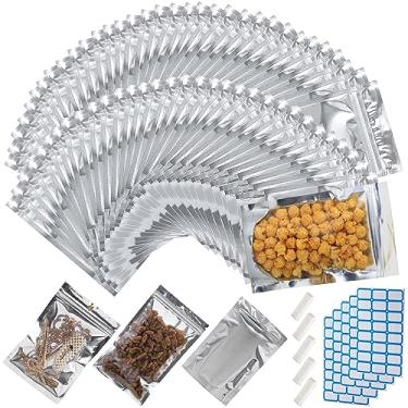 Imagem de Embalagem com 300 sacos grandes de Mylar Reclosable para armazenamento de alimentos 17 cm x 23 cm, sacos de alumínio à prova de cheiro, com janela transparente, armazenamento de cozinha, embalagem