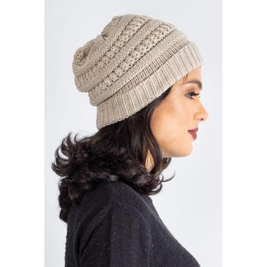 Imagem de Gorro feminino de malha tricô 60018 - Chumbo-Feminino
