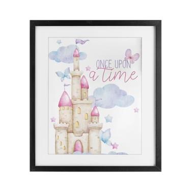 Imagem de Stupell Industries Once Upon A Time Castle Impressão emoldurada preta sob vidro, design de Kim Allen, 21 x 17