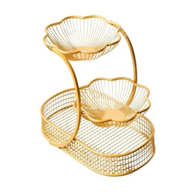 Imagem de FytStycale Fruteira de Metal com 3 Níveis, Organizador de Cozinha, Suporte para Fruteira para Mesa de Jantar, Ideal para Armazenar Legumes, Frutas E Pão, Ouro