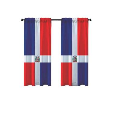 Imagem de Cortina de cozinha com bandeira da República Dominicana, 2 peças