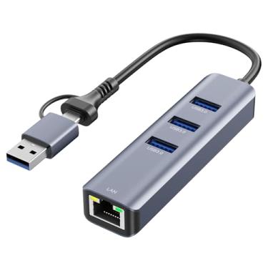 Imagem de Adaptador USB para Ethernet, ABLEWE USB 3.0/USB C para rede RJ45 Internet 2,5 Gbps, compatível com MacBook/Pro/Air, iPhone 15/16 Pro/Max, iPad Pro, Surface Pro, Windows 11/10/8/7, MacOS, Chromebook