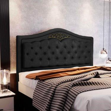 Imagem de Cabeceira Holanda 1,40 M Casal Design Retro Speciale Home Preto Veludo