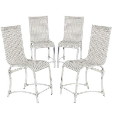 Imagem de 4 Cadeiras De Jantar Em Alumínio Polido E Fibra Sintética