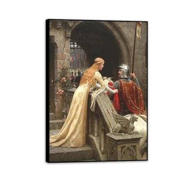 Imagem de SDYJ6GSW Edmund Leighton impressão em tela God Speed por reproduções de pinturas famosas Edmund Leighton pôster arte de parede para sala de estar quarto decoração de parede 100 x 70 cm (83.8x71.1 cm