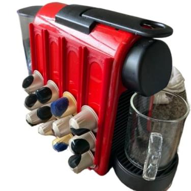 Imagem de Organizador de Cápsulas Versátil - Porta Cápsulas para 20 Unidades na Parede, Balcão ou Prateleira, Economize Espaço(VERMELHO)