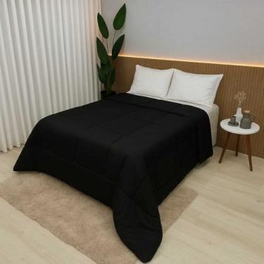 Imagem de Edredom Casal e King 100% Algodão 400 Fios Dupla Face Grosso para Inverno – Antialérgico e Aconchegante (Preto,Casal/Queen)