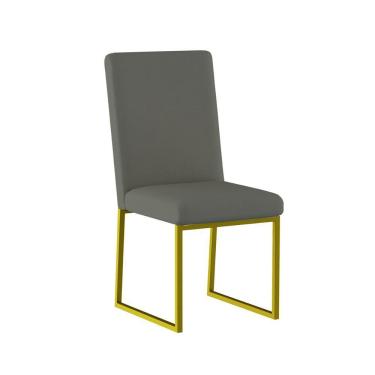Imagem de Cadeira Para Mesa Jantar Com Base De Ferro Dourado - Balaqui Cinza