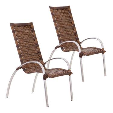 Imagem de 2 Cadeiras Descanso Garden Em Alumínio Para Área Jardim E Piscina Argila
