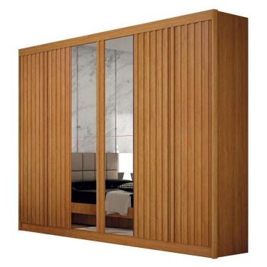 Imagem de Guarda Roupa Casal 6 Portas New Braga Ripado Com Espelho Cinamomo – Leifer Móveis