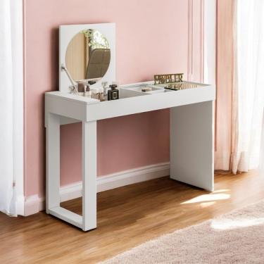 Imagem de Escrivaninha Penteadeira Com Espelho Amalia Branco Fosco
