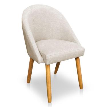 Imagem de Cadeira De Jantar Bela Linho Bege Pés Palito Castanho - Pallazio