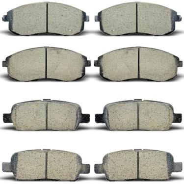 Imagem de Conjunto de pastilhas de freio dianteiras traseiras de cerâmica compatível com Infiniti G35 2003-2005, Nissan 350Z 2003-2005, Nissan Altima 2007-2013, Juke 2011-2017, Sentra 2007-2012