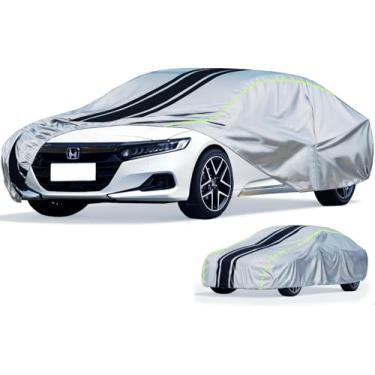 Imagem de Blshwez Capa de carro à prova d'água para todos os climas de 7 camadas para Honda Accord Sedan/Coupe 2001-2025, ajuste personalizado, proteção UV e chuva de neve com porta com zíper e bolsa de