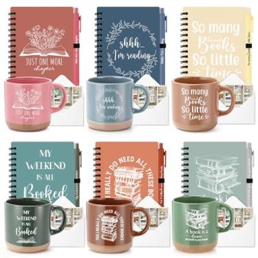 Imagem de Yetene 30 peças presentes para amantes de livros incluídos 368 g caneca de café cerâmica diário espiral caderno caneta esferográfica cartão de felicitações envelope livro de Natal clube presente para