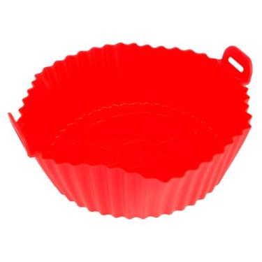 Imagem de Forma de Silicone Redonda para Air Fryer, Antiaderente, Cores Sortidas (Vermelho e Preto)