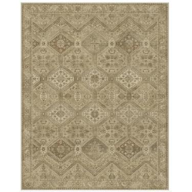 Imagem de Bavni Tapete lavável de 20 x 25 cm para sala de estar, quarto, tapete com estampa vintage, tapete leve de pilha baixa com suporte antiderrapante, marrom claro