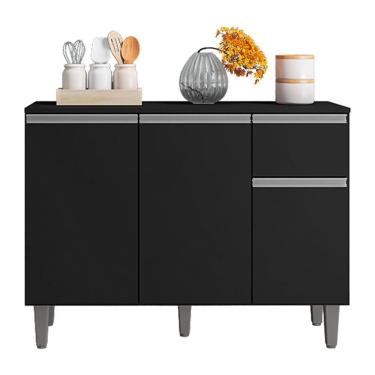 Imagem de Balcão De Cozinha Vanessa 105cm Preto Com Tampo Mdp - Ajl Móveis Preto