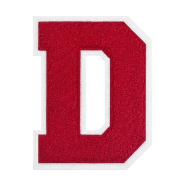 Imagem de 1 peça de patch vermelho de 11,4 cm de ferro em chenille com borda branca – Remendos do alfabeto para roupas, jaquetas, mochilas, chapéus para decoração personalizada, nome personalizado e artesanato