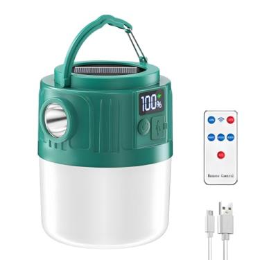 Imagem de Lanterna LED de 1200 a 3600 mAH, luz solar de barraca recarregável, com 5 modos, luz de acampamento, controle remoto, à prova d'água, para caminhadas, acampamento, casa, pátio, quintal, gazebo (verde