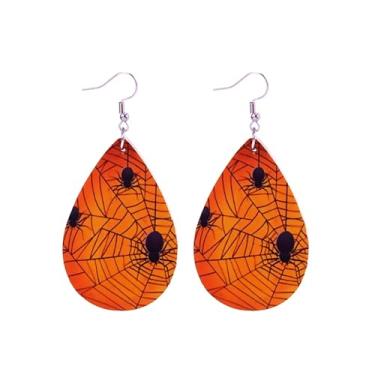 Imagem de BOOZIQ Brincos de Halloween para mulheres, brincos de teia de aranha gótica, de couro sintético, pingente de gota, brinco de bruxa, baile de Halloween, bijuterias, acessórios de emoção, Large, Couro