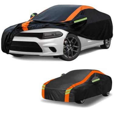 Imagem de Blshwez Capa de carro impermeável multicamadas para todos os climas para Dodge Charger 2006-2026 Challenger 2008-2026, proteção UV de chuva de neve com porta com zíper e bolsa de armazenamento