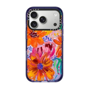Imagem de CASETiFY Capa Impact para iPhone 17 Pro [fina/compatível com Magsafe/2,5 m. Proteção contra quedas de grau militar 4X] - Flores em aquarela EttaVee - Azul macio