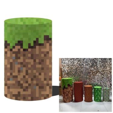 Imagem de FiVan Capa de cilindro com tema de jogo de festa de aniversário de bebê, elástico, elastano para decoração de suportes de metal (NO-1968, D27H50 cm (11 x 48 cm))