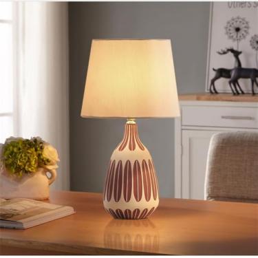 Imagem de Luminária de mesa contemporânea de cerâmica, estilo americano, luxuosa, com LED, para sala de estar, quarto, escritório, casa de campo, hotel ou mesa de cabeceira (Estilo 148E)