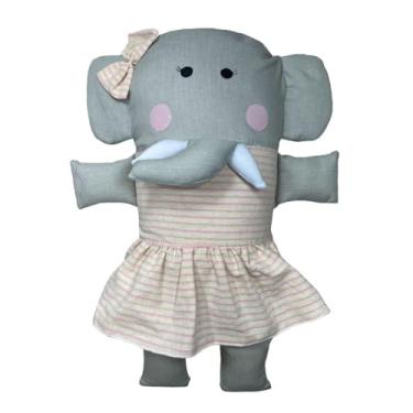 Imagem de Naninha para Bebê e Crianças HEEMM HIRA IMI Tecido Macio (60% Algodão, 40% Poliéster) Algodão Hipoalergênica Colecionável Artesanal Lavável e com Enchimento Removível 40x25cm Modelo ELEFANTE FEMEA