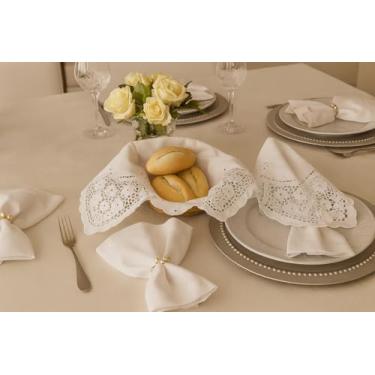 Imagem de Artesanato Cearense Conjunto de 2 Toalhas Cobre Pão em Renda Richelieu, Algodão Branco, 60 x 60 cm, Bordado Tradicional, Proteção para Alimentos