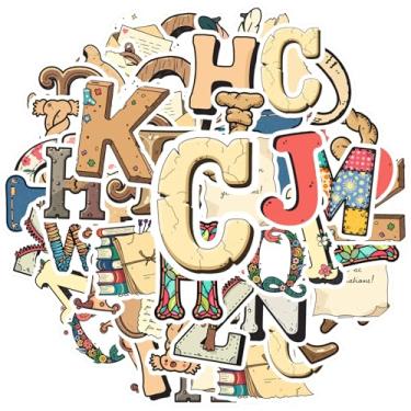 Imagem de 35 peças arte alfabética letras decorativas adesivos do alfabeto DIY adesivos coloridos para telefone faça você mesmo, guitarra, notebook, mala, copo, guitarra, laptop, capacete, skate