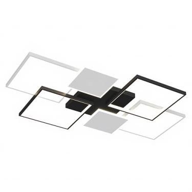 Imagem de Luminária de teto LED moderna com anel preto para sala de estar, temperatura de cor de 3000K a 6000K, com controle remoto, luz quente regulável, ideal para ambientes internos, como restauran