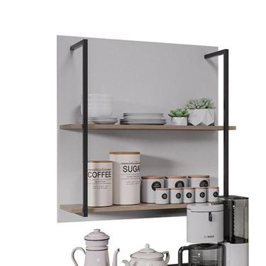 Imagem de Prateleira Industrial Dupla Cozinha Suspenso Painel Eri 70,5cm M12 - D'rossi Cor Branco E Freijó