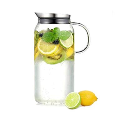 Imagem de Jarros de água fria jarro de vidro resistente ao calor jarro multiuso filtro doméstico jarro de chá jarro de grande capacidade jarra simples 1300 ml (cor: tamanho transparente: 9,6 * 24 cm)