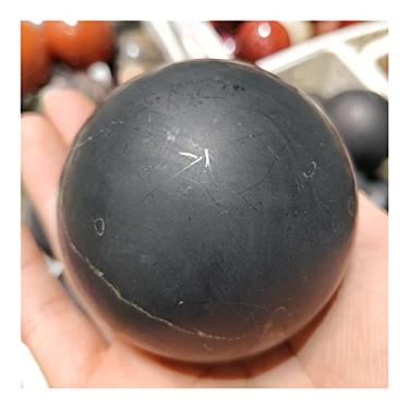 Imagem de Esfera de cristal de quartzo schungite natural ornamento bola de minérios boas energias pedras preciosas pretas decorar pedras amuleto feng shui pedras primárias e minerais