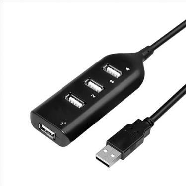 Imagem de Hub Cabo Usb 2.0 Extensor 4 Portas Hd Pen Drive Celular - HMT, Preto